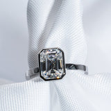 Classic 2.0 CT Emerald Moissanite Engagement Ring with Bezel Design 2