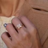 1.0 TCW Round Opal Lab Made Diamond- October Birthstone Engagement Ring 2