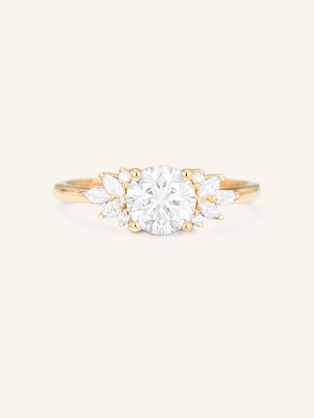 Stunning 1.0 CT Round Moissanite Engagement Ring with Cluster Design 1