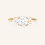 Stunning 1.0 CT Round Moissanite Engagement Ring with Cluster Design 1