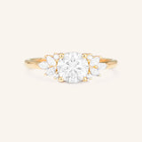Stunning 1.0 CT Round Moissanite Engagement Ring with Cluster Design 1