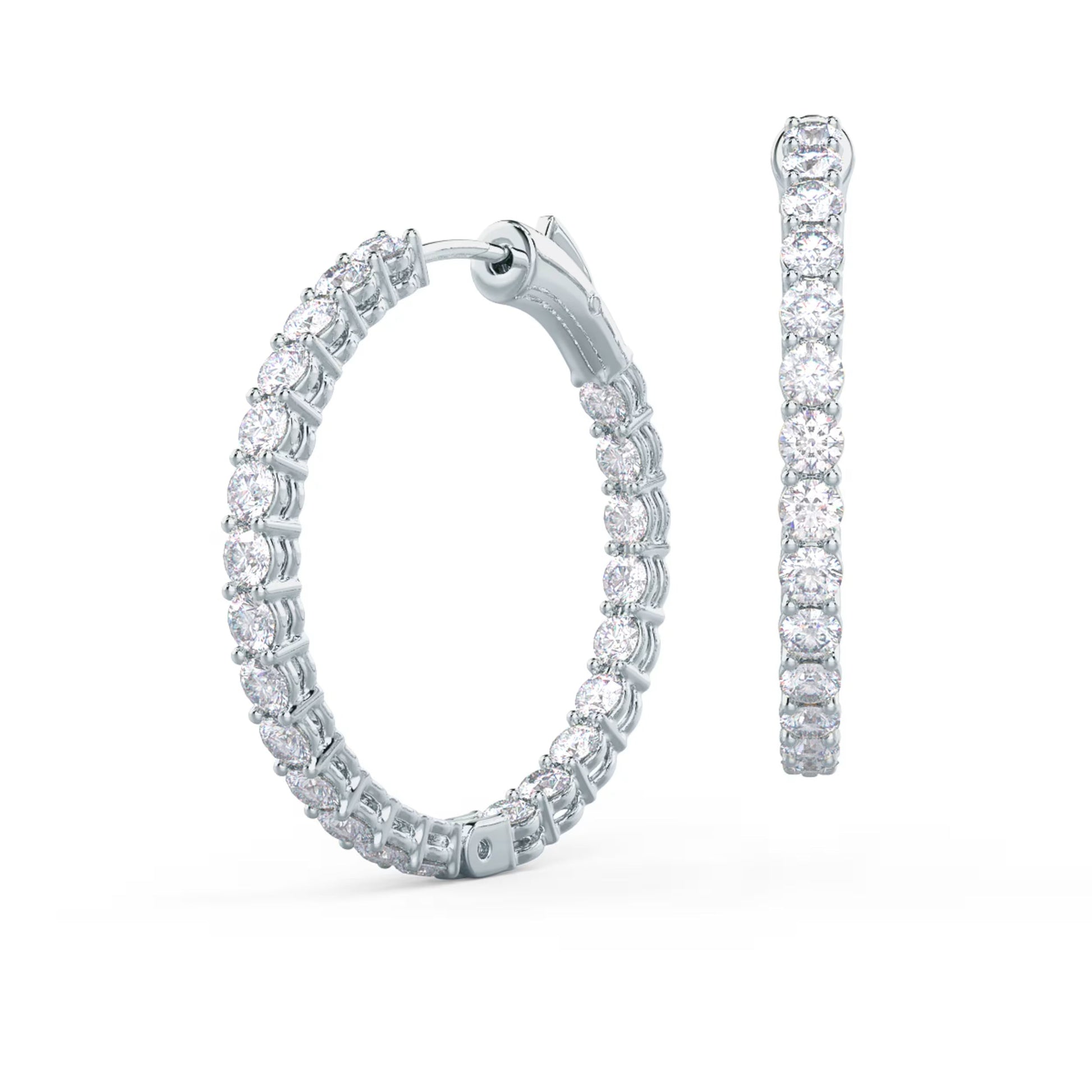 1.0 TCW Round Cut Moissanite Prong Set Inside Out Hoops Earrings in Gold 3