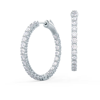 1.0 TCW Round Cut Moissanite Prong Set Inside Out Hoops Earrings in Gold 3