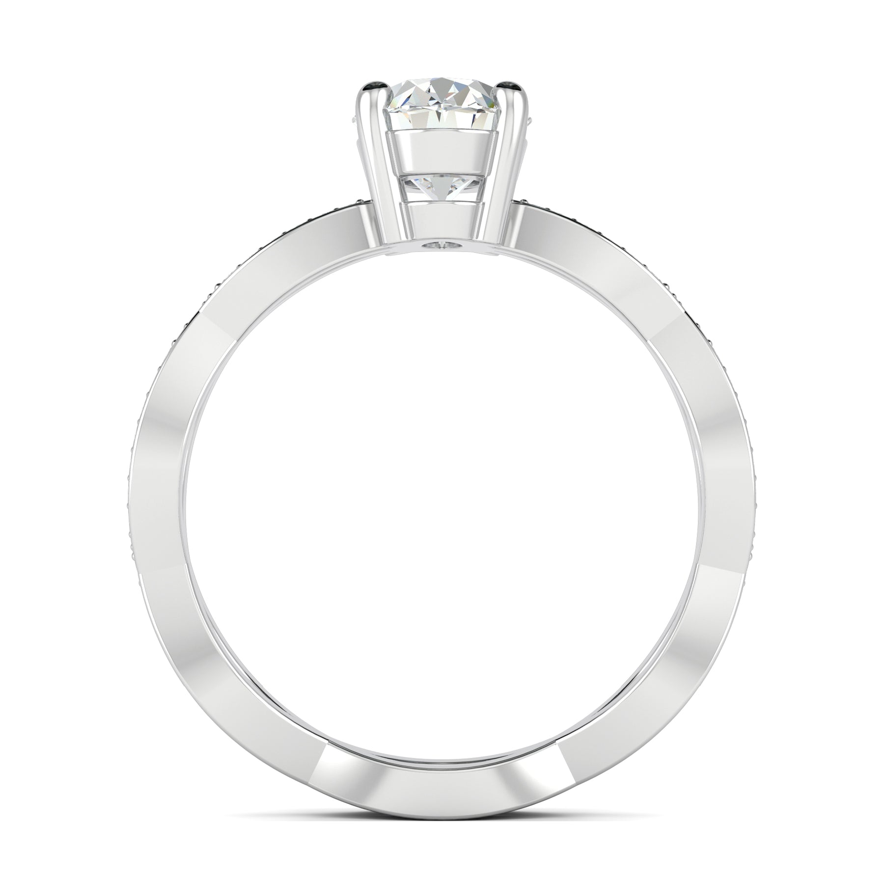 Stunning 0.5 CT Oval Moissanite With Criss Cross Pave Design Engagement Ring 3