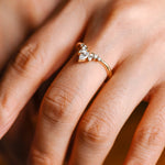 Stunning 0.2 TCW Marquise & Round Moissanite Stones Curved Wedding Bands 4