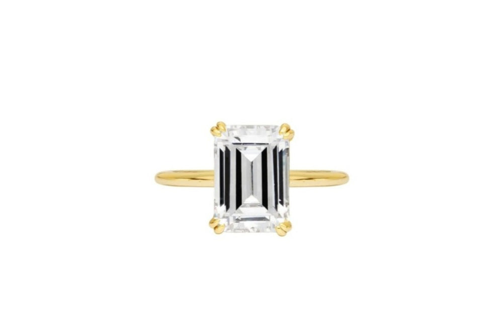 Emerald Cut Solitaire Style Cubic Zirconia in 925 Sterling Silver Ring 1