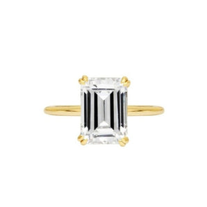 Emerald Cut Solitaire Style Cubic Zirconia in 925 Sterling Silver Ring