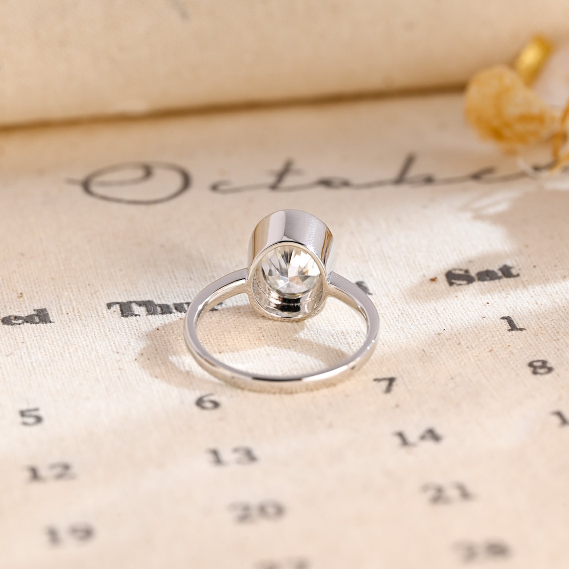 Stunning 1.0 CT Oval Cut Moissanite Engagement Ring with Solitaire Bezel Design 5