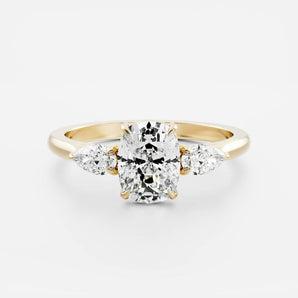 Stunning 1.0-2.0 CT Elongated Cushion Moissanite Engagement Ring with Three Stone Design