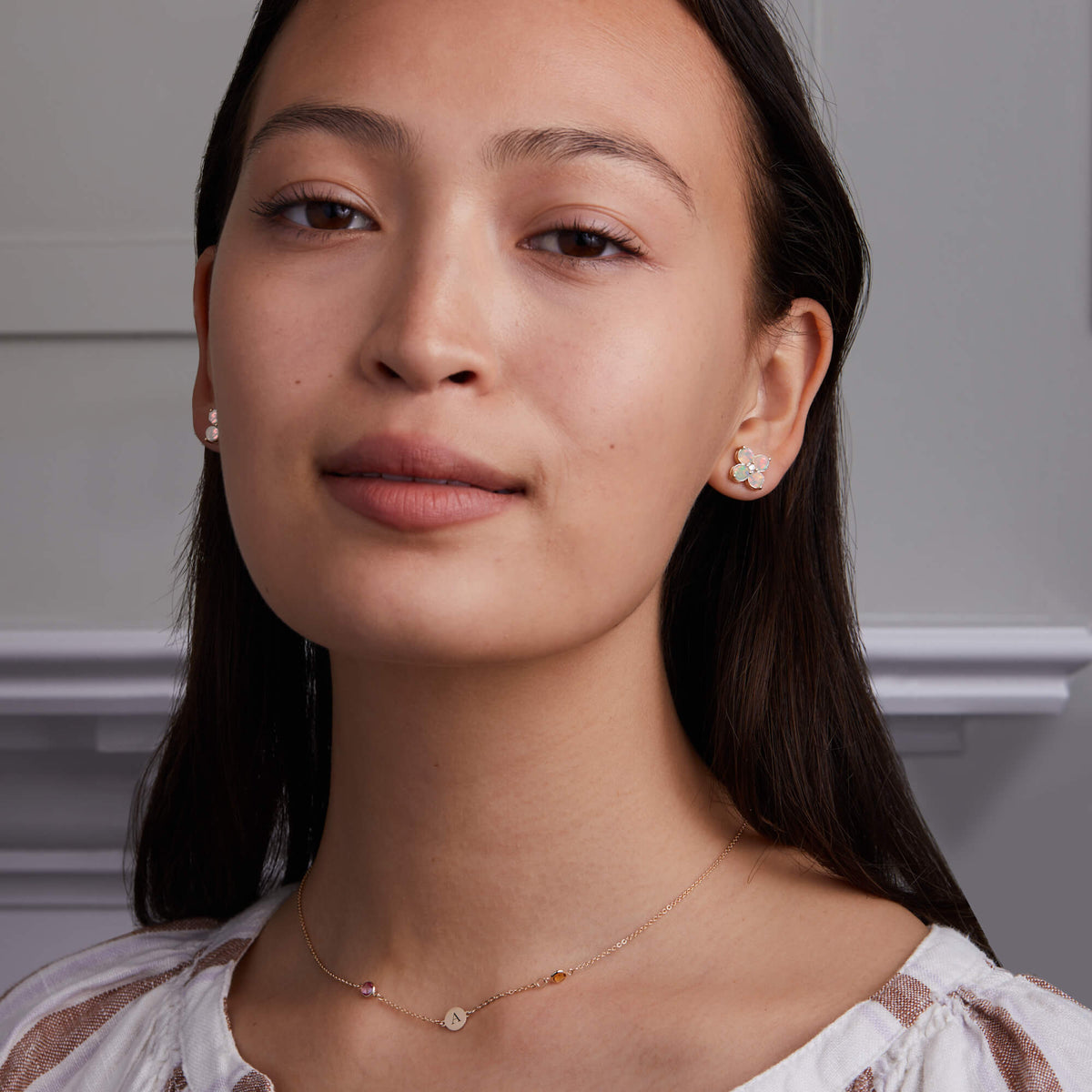 1.16 TCW Round Opal Lab Made Diamond- October Birthstone Studs 2