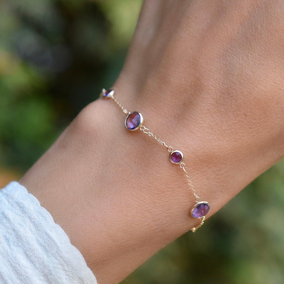 2.12 TCW Round Amethyst Lab Made Diamond- February Birthstone Bracelets 2
