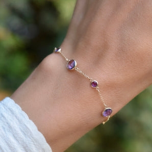 2.12 TCW Round Amethyst Lab Made Diamond- February Birthstone Bracelets