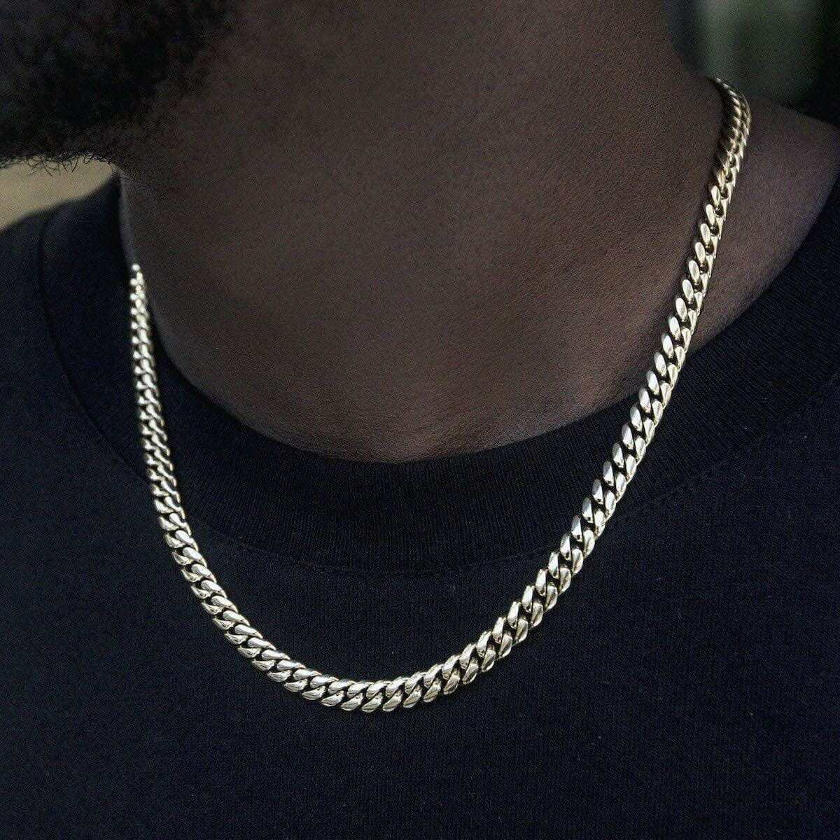 Polished Finish Cuban Silver Necklace For Him 3