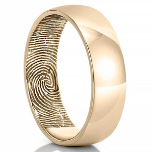 Classic Men’s Fingerprint Wedding Band for Men's in Solid Gold