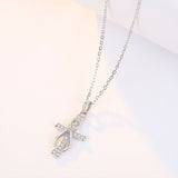 Round Cut Cubic Zirconia in 925 Sterling Silver Necklace 4