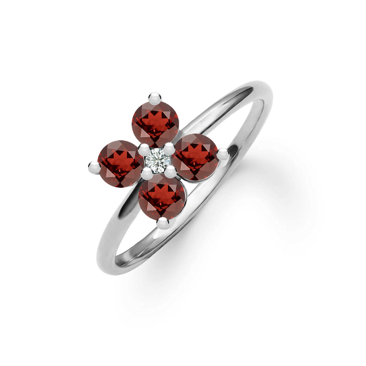 0.12 CT Round Garnet Lab Made Diamond- January Birthstone Engagement Ring 4