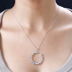 Round Cut Cubic Zirconia in 925 Sterling Silver Necklace