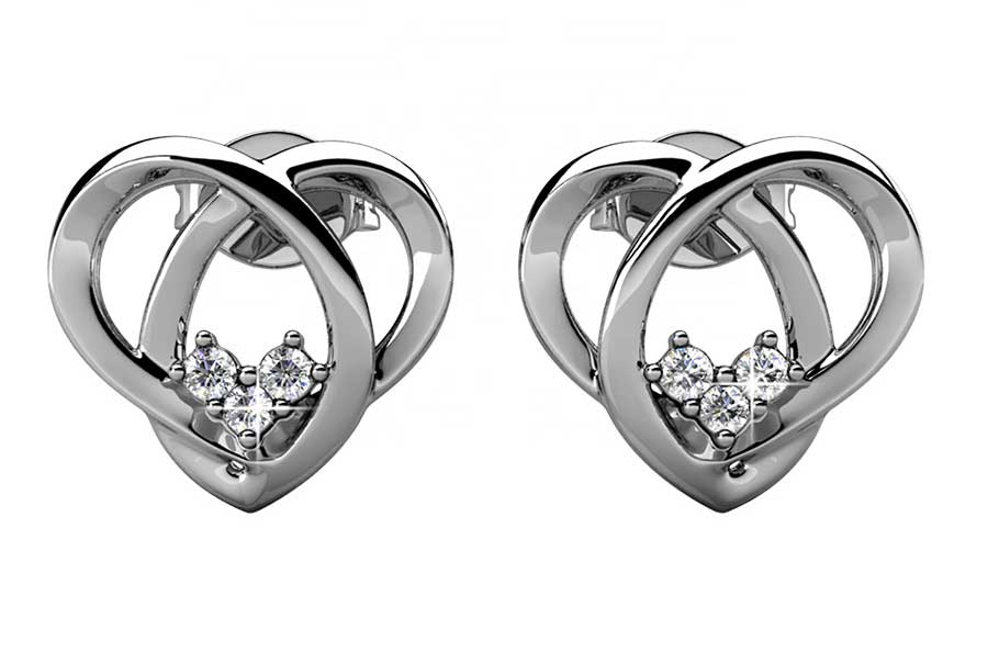 Round Cut Cubic Zirconia in 925 Sterling Silver Earrings 1