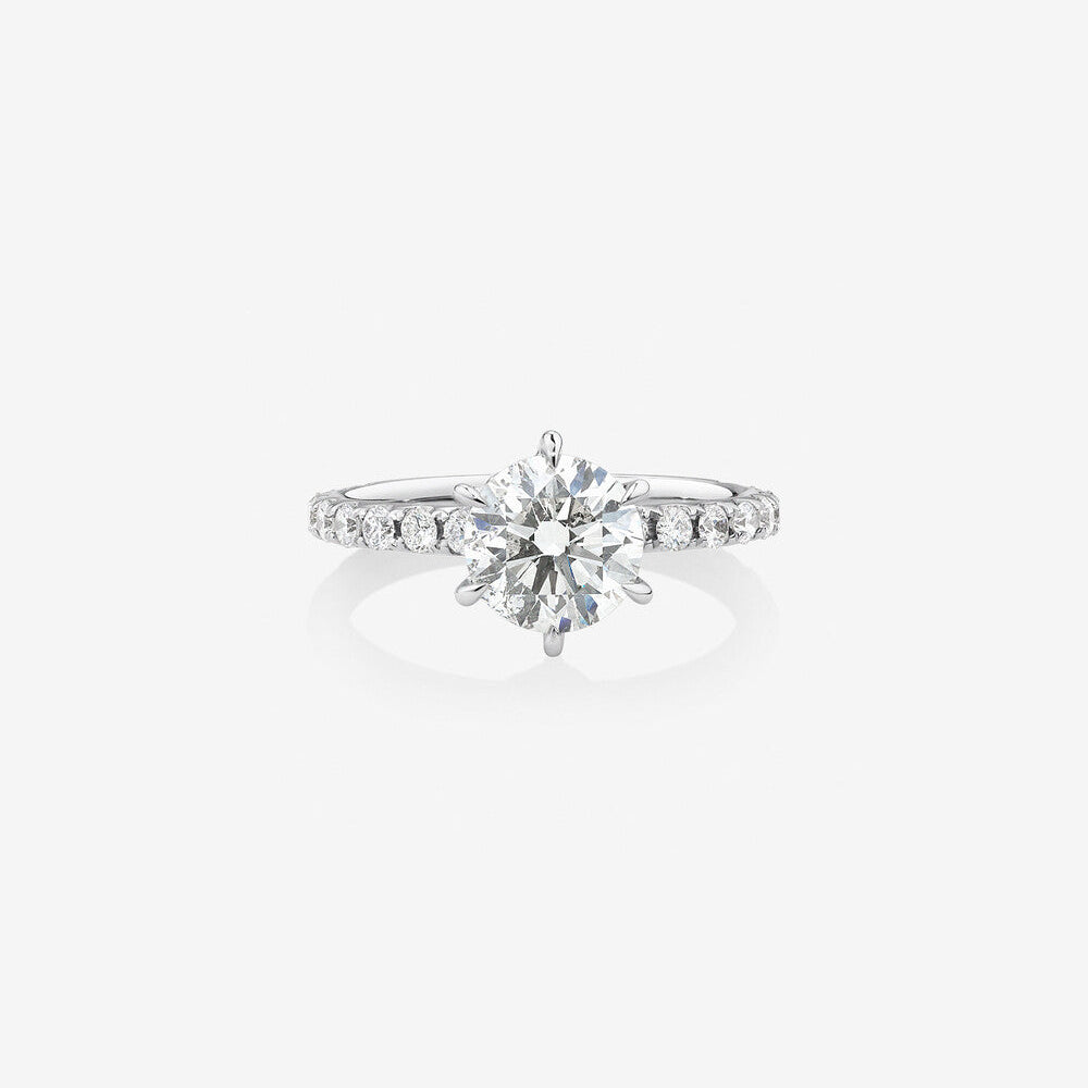 Stunning 1.97 CT Round Moissanite Engagement Ring Pave Design 1