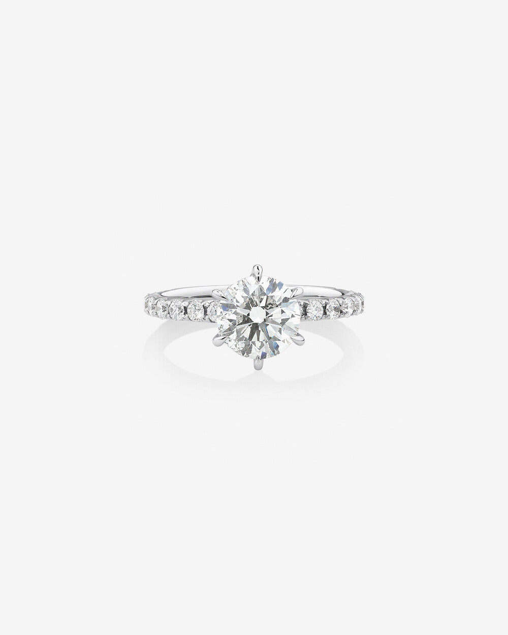 Stunning 1.97 CT Round Moissanite Engagement Ring Pave Design 1