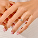 1.50 CT Round Cut Moissanite Bridal Ring Set with Plain Wedding Bands 6
