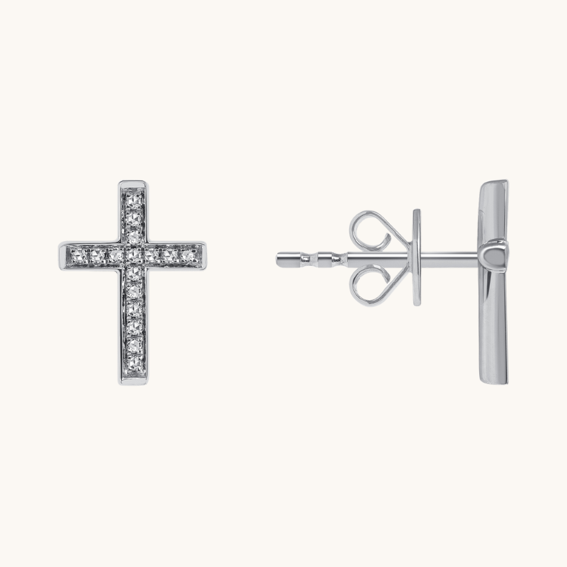 0.40 TCW Round Cut Moissanite Cross Stud Earrings in Gold 3