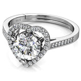Round Cut Halo and Channel Pave Style Cubic Zirconia in 925 Sterling Silver Ring 4