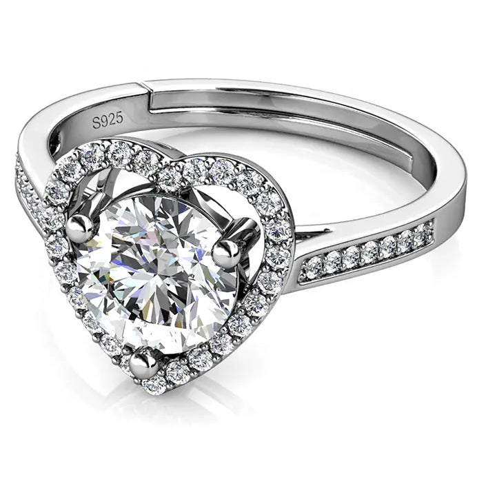Round Cut Halo and Channel Pave Style Cubic Zirconia in 925 Sterling Silver Ring 4