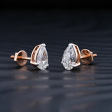 2.0 TCW Pear Cut Moissanite Stud Earrings in Gold 1