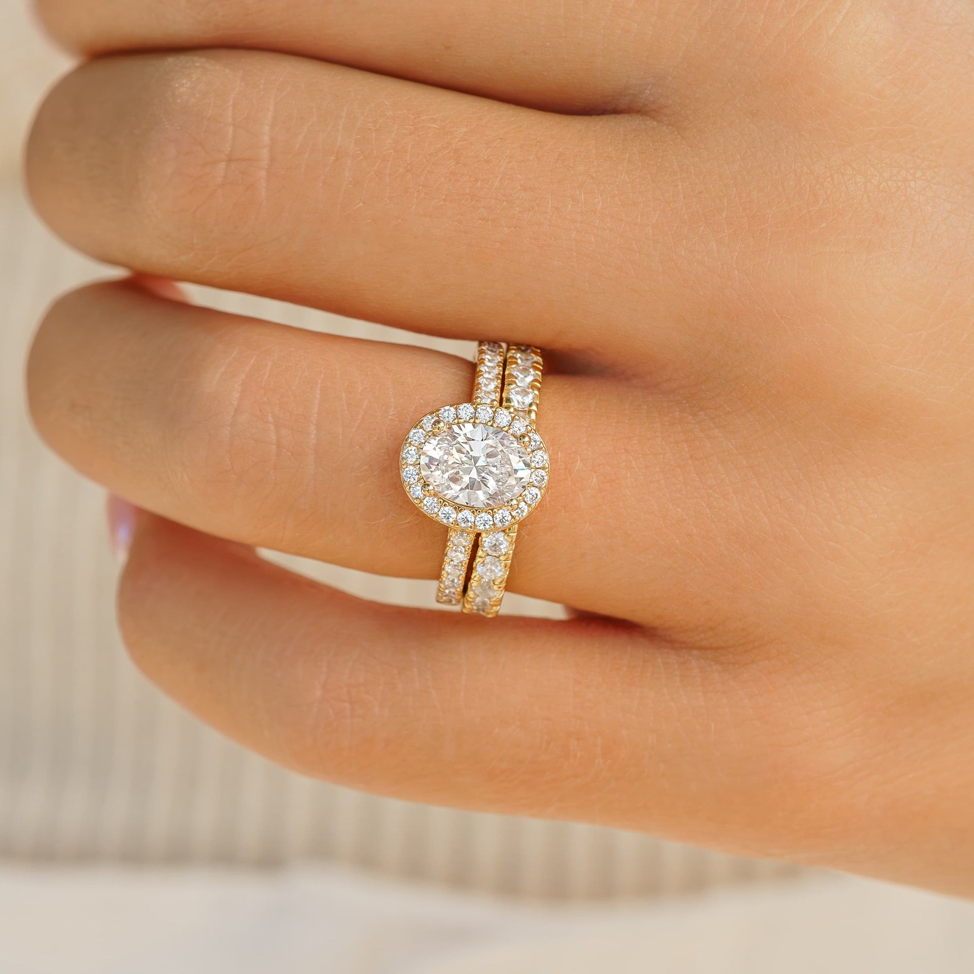 Stunning 1.5 CT Oval Moissanite Engagement Ring in Pave and Halo Design 10