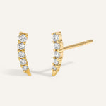 0.20 TCW Round Cut Moissanite Claw Bar Earrings in Gold 1