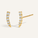 0.20 TCW Round Cut Moissanite Claw Bar Earrings in Gold 1