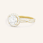 Stunning 1.0 CT Round Moissanite Engagement Ring with Halo & Pave Design 2