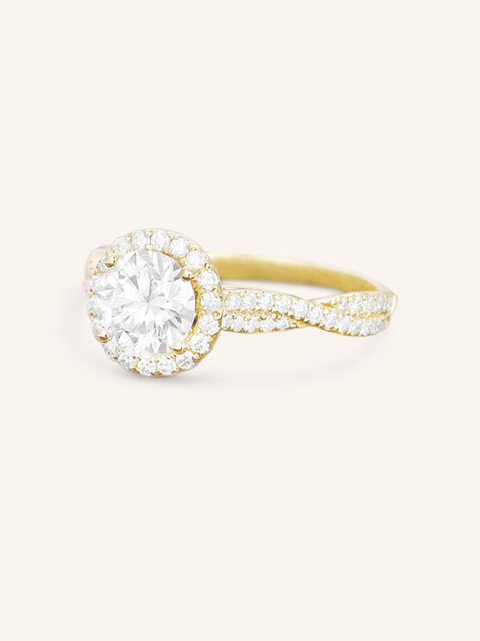 Stunning 1.0 CT Round Moissanite Engagement Ring with Halo & Pave Design 2