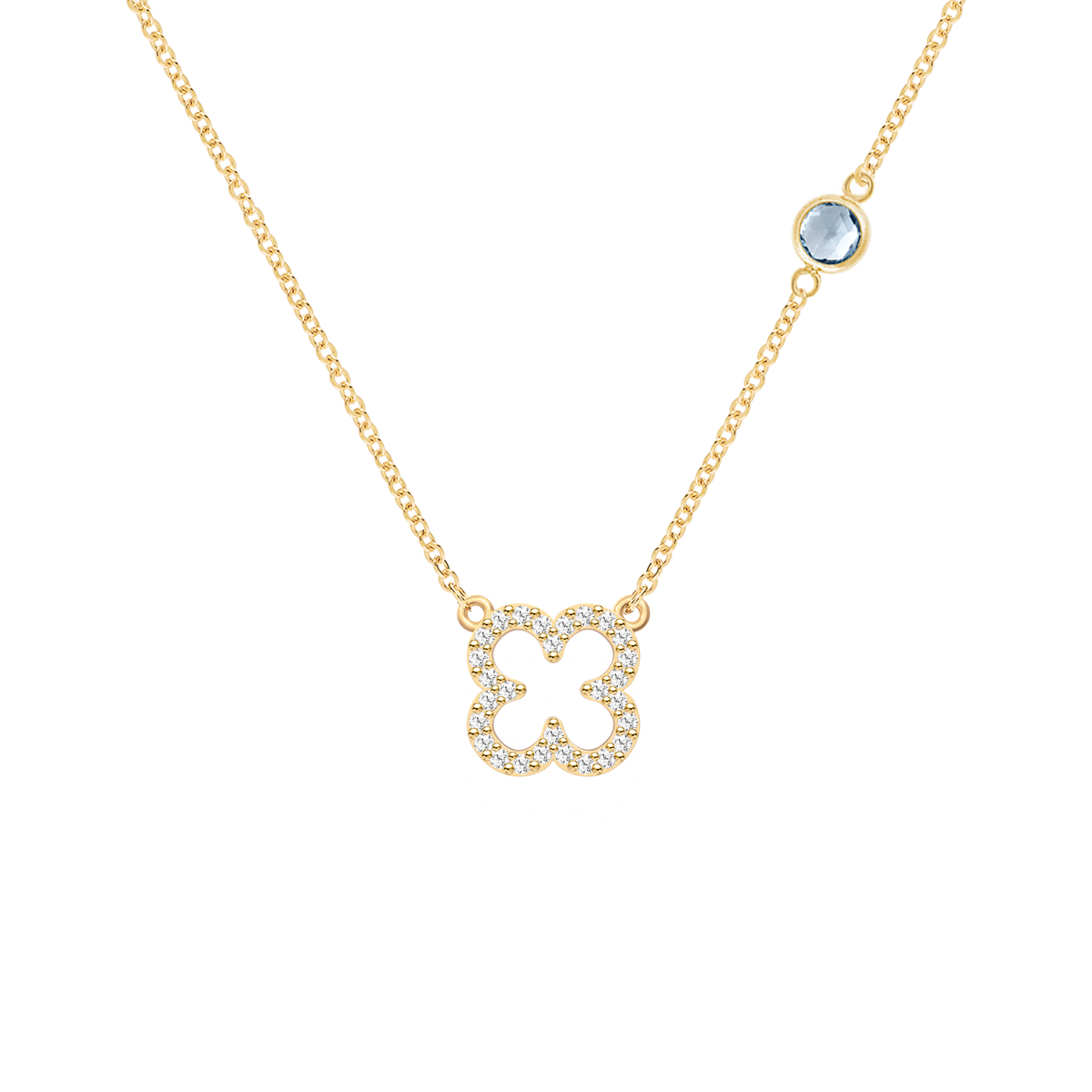0.25 CT Round Aquamarine Lab Made Diamond- March Birthstone Necklace 1