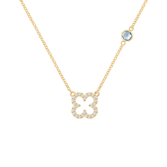 0.25 CT Round Aquamarine Lab Made Diamond- March Birthstone Necklace 1