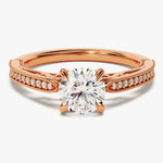 Stunning 1.0 CT Round Moissanite Engagement Ring with Milgrain Pave Design 5