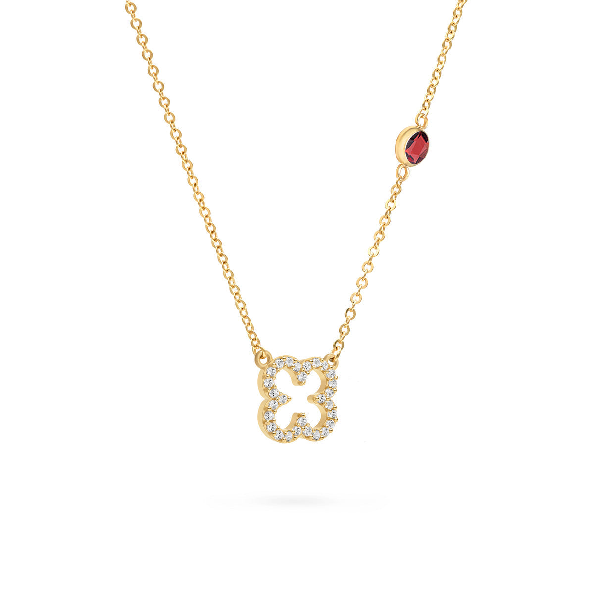 0.25 CT Round Garnet Lab Made Diamond- January Birthstone Necklace 4