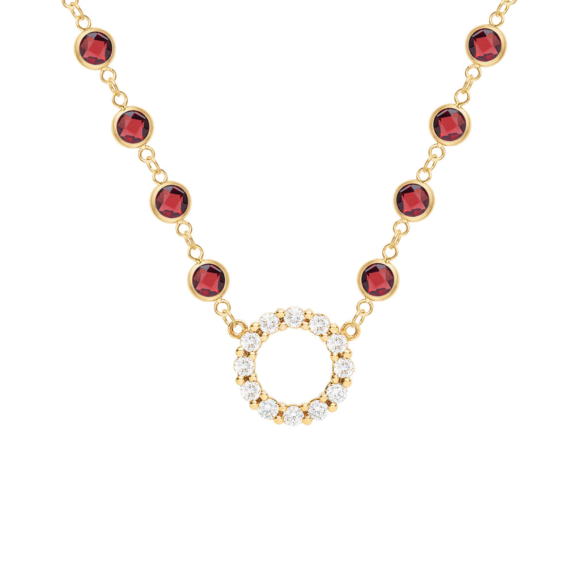 13.5 TCW Round Garnet Lab Made Diamond- January Birthstone Necklace 1