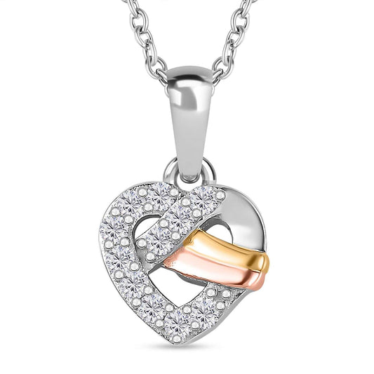 Round Cut Cubic Zirconia in 925 Sterling Silver Necklace 1