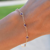 1.75 TCW Round Amethyst Lab Made Diamond- February Birthstone Bracelets 3