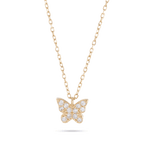 0.20 TCW Round Moissanite Diamond Butterfly Pendant Necklace in Solid Gold 2