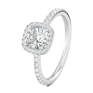 Stunning 0.5 CT Cushion Moissanite Engagement Ring With Halo & Pave Design