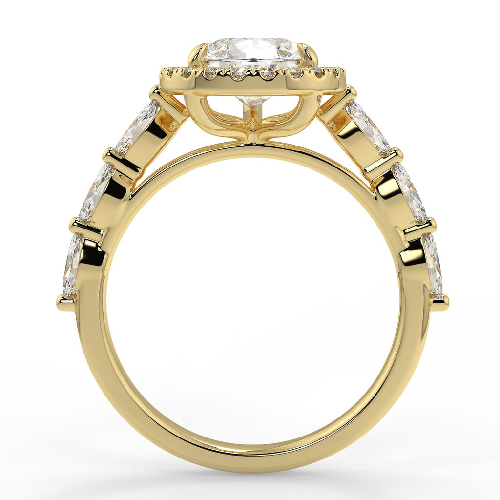 Stunning 0.81 CT Pear Moissanite Engagement Ring with Halo & Pave Design 2