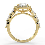 Stunning 0.81 CT Pear Moissanite Engagement Ring with Halo & Pave Design 2