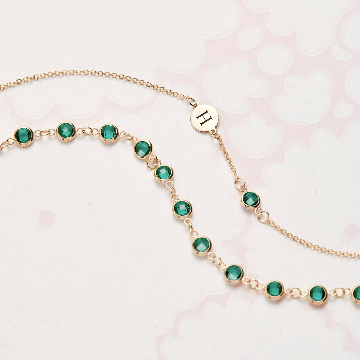 0.25 CT Round Emerald Lab Made Diamond-May Birthstone Chain Bracelet 5