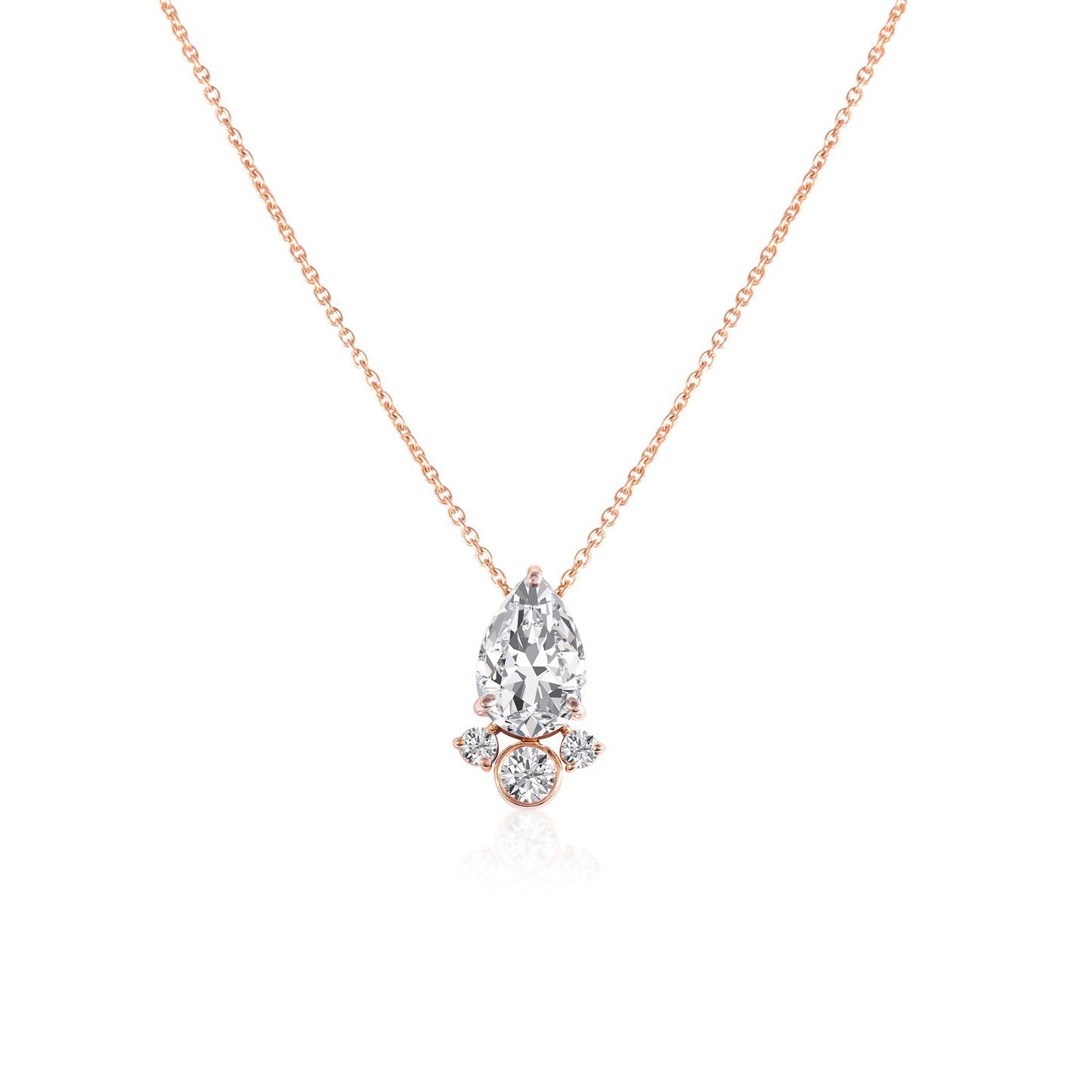 1.50 CT Pear Moissanite Diamond Cluster Pendant Necklace in Solid Gold 1