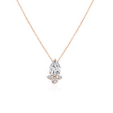 1.50 CT Pear Moissanite Diamond Cluster Pendant Necklace in Solid Gold 1