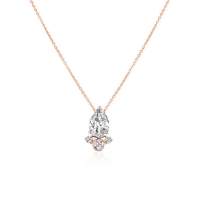 1.50 CT Pear Moissanite Diamond Cluster Pendant Necklace in Solid Gold