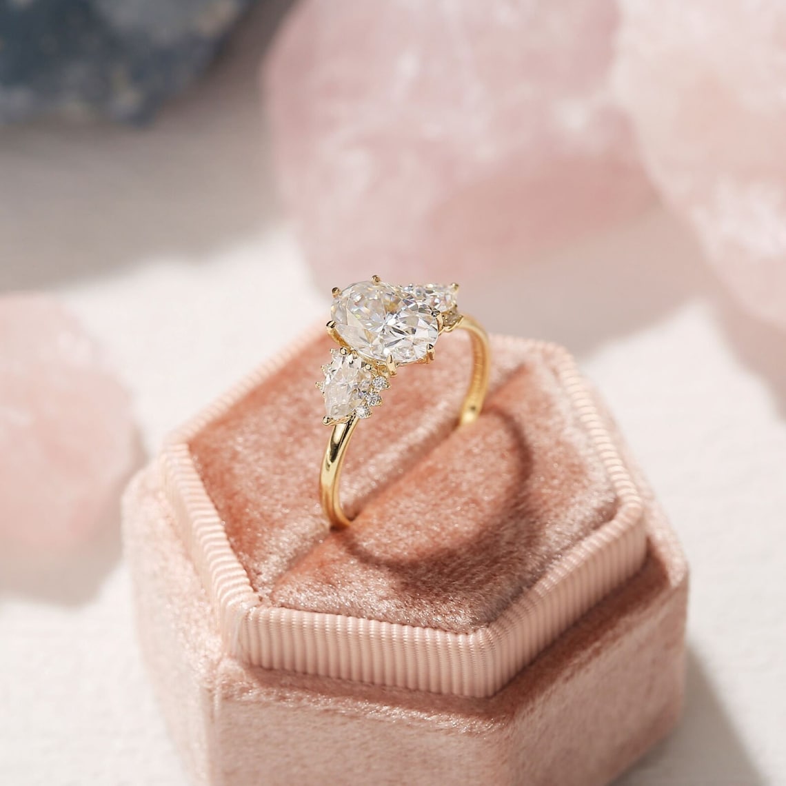 Stunning 2.0 CT Oval Moissanite Engagement Ring with Cluster Design 6